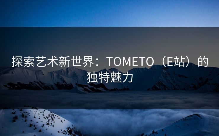 探索艺术新世界:TOMETO(E站)的独特魅力 探索艺术新世界:TOMETO(E站)的独特魅力