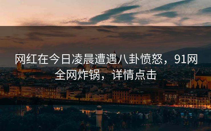 网红在今日凌晨遭遇八卦愤怒，91网全网炸锅，详情点击