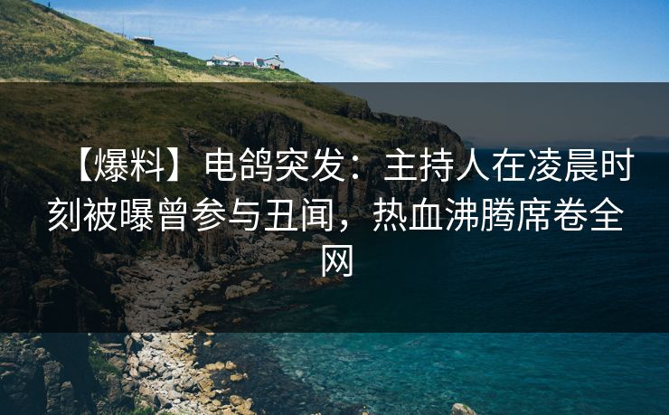【爆料】电鸽突发:主持人在凌晨时刻被曝曾参与丑闻,热血沸腾席卷全网 【爆料】电鸽突发:主持人在凌晨时刻被曝曾参与丑闻,热血沸腾席卷全网